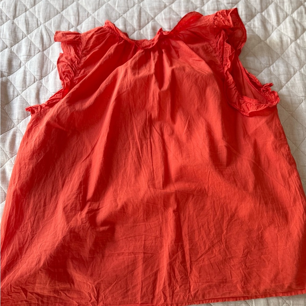 XiRENA Vibrant Coral Ruffle Blouse
